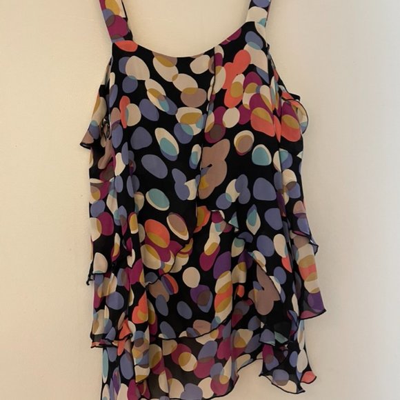 Odille / Anthropologie Polka dot Tiered Silk Top - Picture 4 of 5
